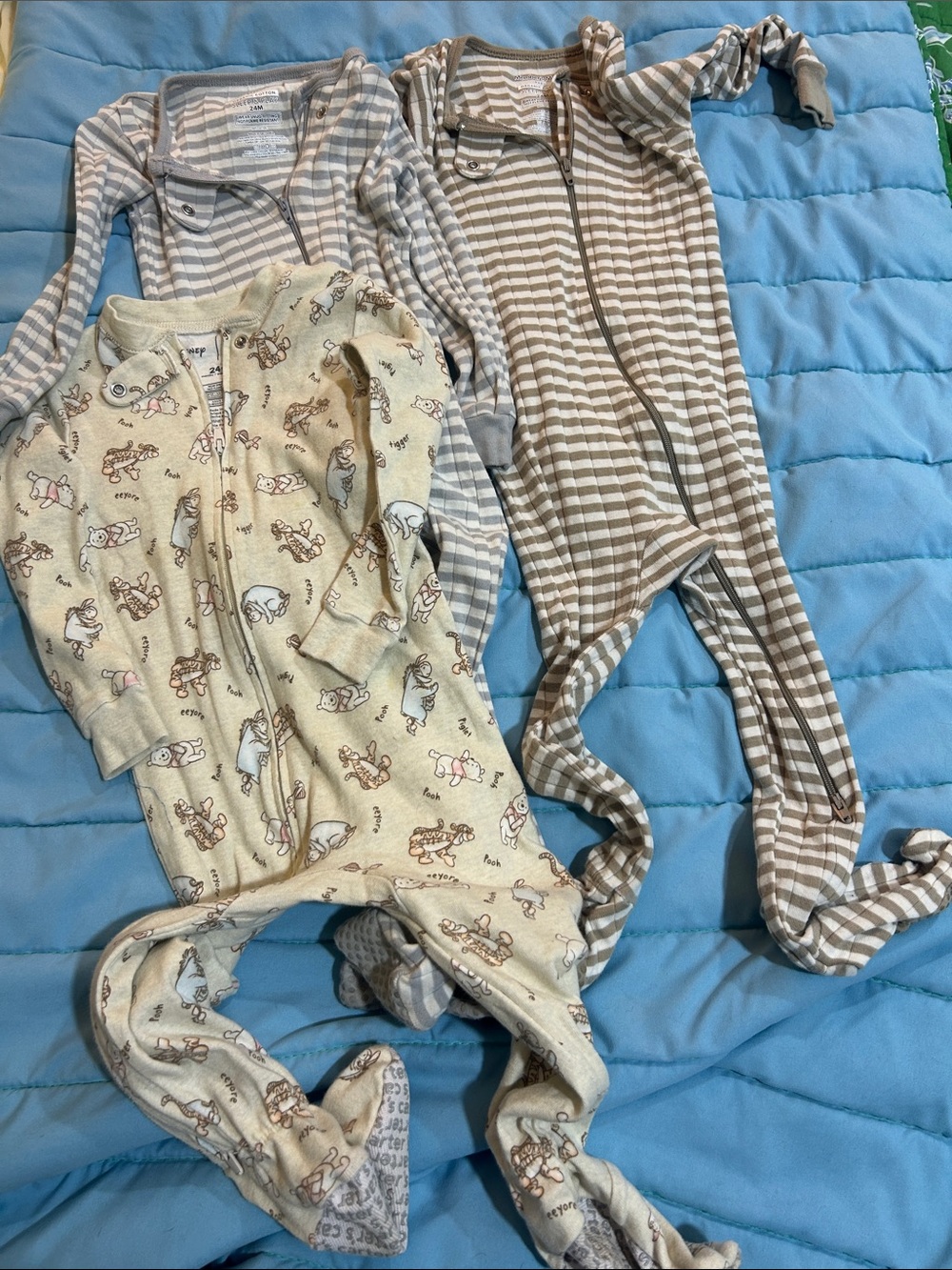 Neutral Striped & Animal Print Kids One-Piece Sleepers - 3pair